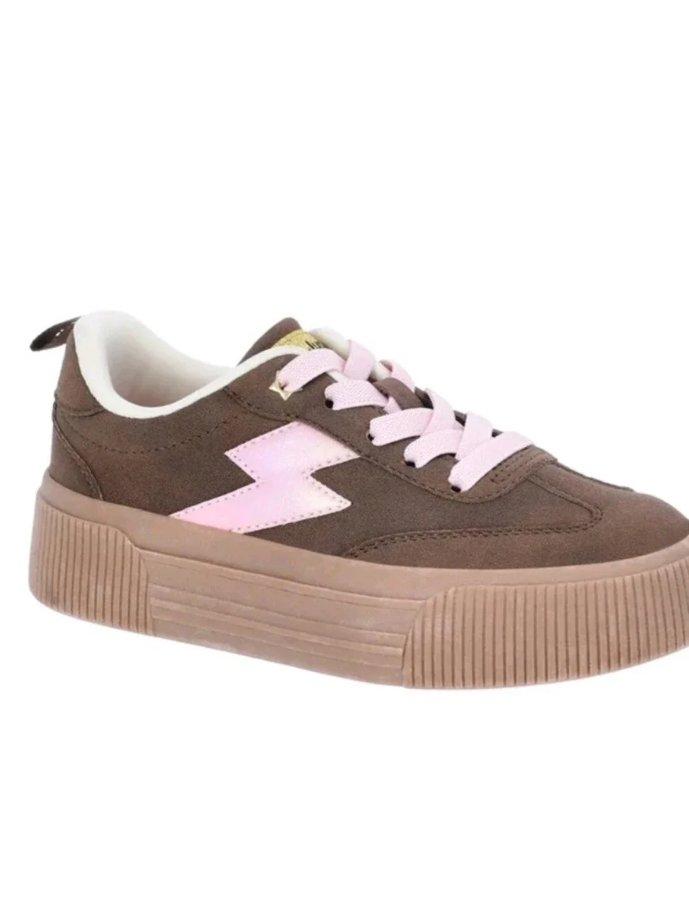 2 Pairs Of New Girls JUSTICE  Suede Platform Sneakers in Light Blue & brown Sz2